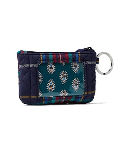 Vera Bradley Women's Cotton Zip ID Case Wallet, Tartan Plaid - Recycled Cotton, One Size
