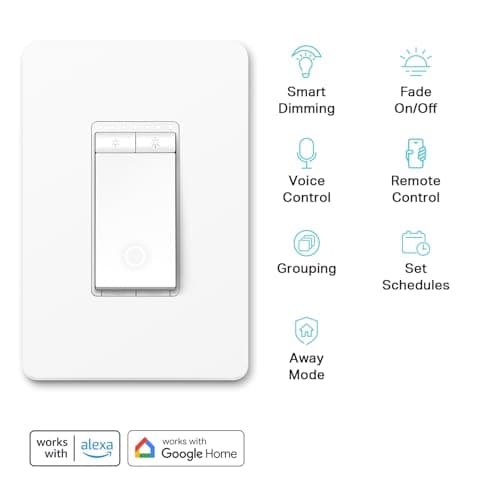 Kasa Smart Single Pole Dimmer Switch by TP-Link (HS220P3)- 2.4GHz Wi-Fi Connection Required, Dimmer Light Switch for LED Lights, Works with Alexa and Google Home, UL Certified, 3-Pack ,white