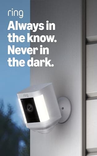 Ring Spotlight Cam Plus, Battery, Home or business security with HD video, Two-Way Talk, Color Night Vision, and Security Siren, 3-pack, White