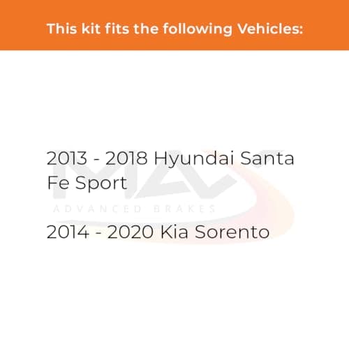 MAX Advanced Brakes - Front Brake Kit For 2013-2018 Hyundai Santa Fe Sport, 2014-2020 Kia Sorento| Carbon Ceramic Brake and Rotor Kit| OE Replacement Brake Rotors