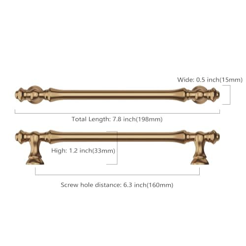 Asidrama 10 Pack 6.3 Inch(160mm) Champagne Bronze Kitchen Cabinet Handles, Cabinet Pulls Kitchen Cabinet Hardware for Cupboard Drawer Pulls