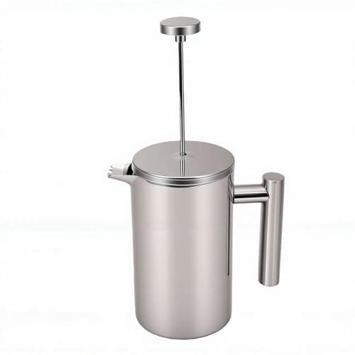 GLOGLOW French Press Coffee Pot, 304 Stainless Steel Double Wall Insulated Maker with 4 Step Brewing for Heat Retention 25 Oz Capacity Home Office Use Brewing Ground Coffee or Loose Tea