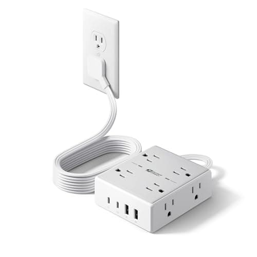 Surge Protector Power Bar, SUPERDANNY 6 Ft Extension Cord with 8 Outlets & 4USB Ports (2 USB 2 C), Mountable Flat Plug Power Strip, Surge Protection for Home, Office, Dorm