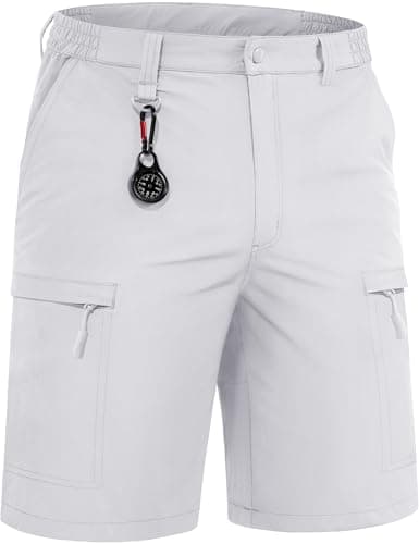 TACVASEN Mens Golf Shorts White Shorts Cargo Hiking Lightweight Quick Dry Water Resistant Workout Fishing Casual with Pockets