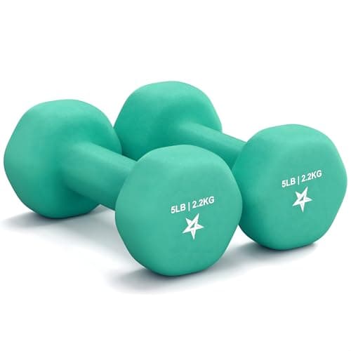 Yes4All Dumbbell Neoprene, poids et haltere, Weight set, hand weights for women, dumbbells pair, free weights (D. Green - 5lbs)