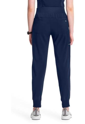 Infinity Women's Scrub Jogger Pants Mid Rise Bottoms with 5 Pockets, Moisture Wicking & 360° Stretch Fabric - CK110A, S, Navy