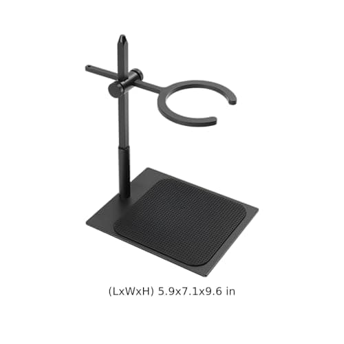 Adjustable Pour Over Coffee Stand with 3 in Circular Ring, Alloy Home Coffee Dripper Holder, Height Adjustable for Conical Glass Filter Cup, Solid Base, Non Slip Mat, 9.6 x 7.1 x 5.9 in