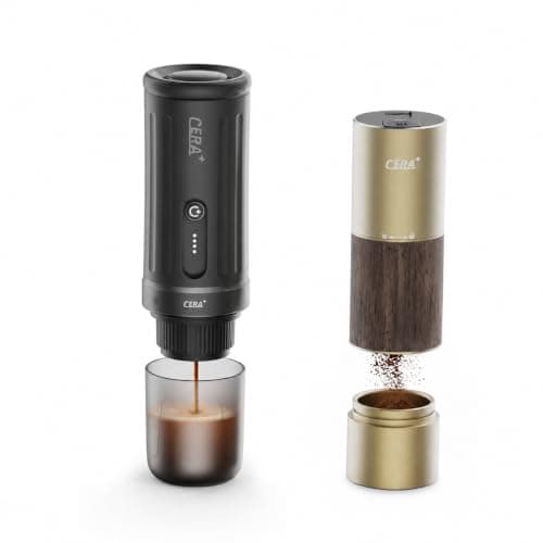 CERA+ Portable Espresso Maker & Grinder Bundle, Coffee Kit
