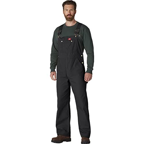 Dickies Mens Bib Overalls, Rinsed Black, 32W x 30L US
