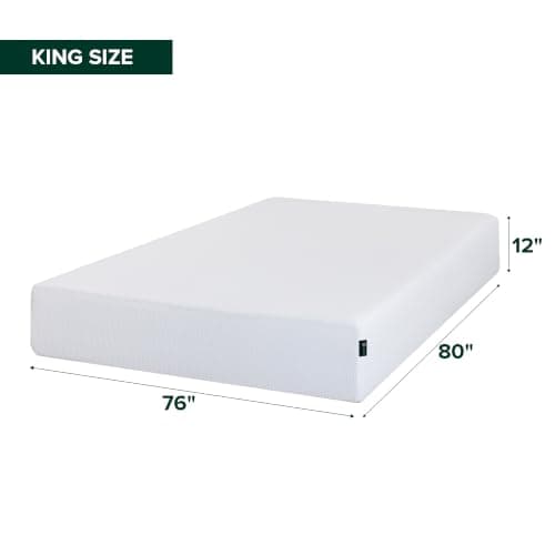 Zinus King Mattress - 12 Inch Green Tea Cooling Gel Memory Foam Mattress, Pressure Relief, for Cool Sleep, CertiPUR-US Certified Foam, Mattress in a Box, 10-Year Warranty, King Size