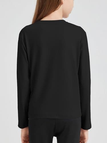 STYDAZZ Girls Long Sleeve T-Shirts Soft Basic Crewneck Tees for Kids Everyday Casual Tops Black 130