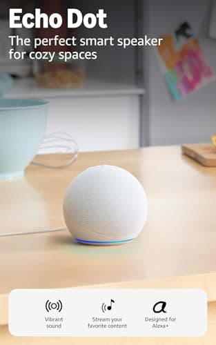 Amazon Echo Dot (newest model) - Vibrant sounding speaker, Designed for Alexa+, Great for bedrooms, dining rooms and offices, Glacier White