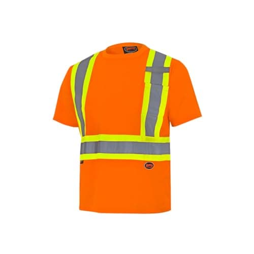 Pioneer Hi Vis Safety Shirt - Lightweight Moisture-Wicking Work T-Shirt With Reflective Tape - Class 2 - Orange