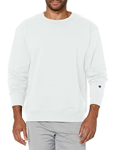 Champion Men's Powerblend Pullover Sweatshirt, White, Large