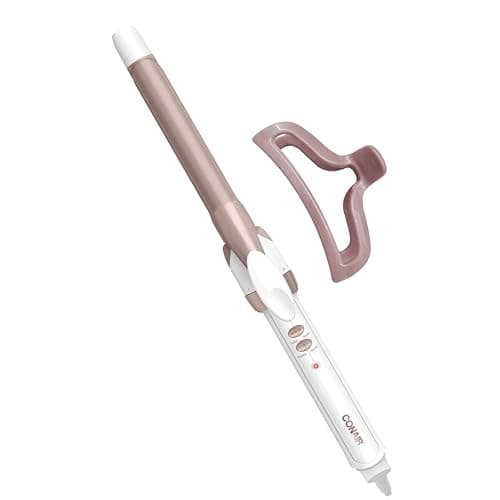 Conair Double Ceramic ¾-Inch Curling Iron with Claw Clip, ¾-Inch Barrel Creates Tight Curls, Hair Curler for Use on Short, Medium, & Long Hair, White/Rose Gold