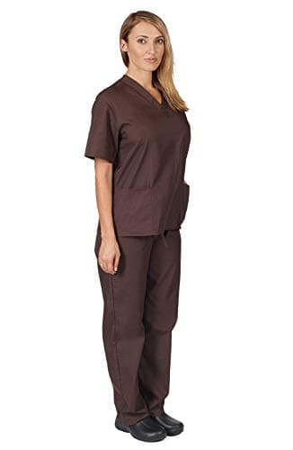 Natural Uniforms Scrub Set Medical Scrub Top and Pant, CHOCHOLATE-3XL Chocolate