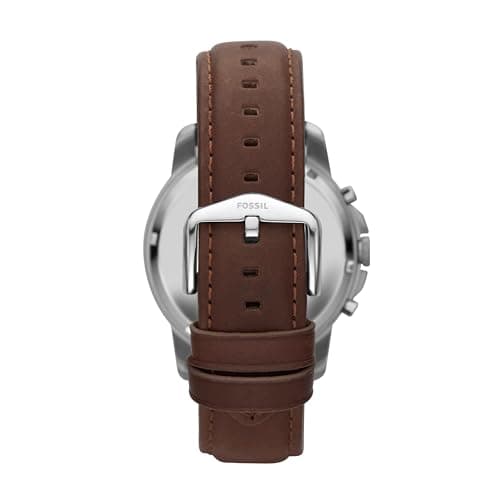 Fossil Men's Watch, Grant Quartz Stainless Steel and Leather Chronograph Watch for Men, Color: Silver, Brown