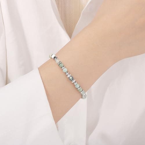 JoycuFF Mom Gifts, Christmas Birthday Gifts for Mom from Daughter Son, Valentines Mothers Day Ideas Present for Mother Mama Amazonite Moonstone Bracelets for Women