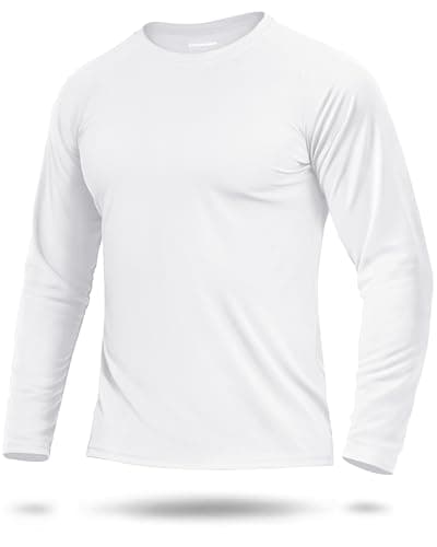 Boladeci Rash Guard Men Long Sleeve T-Shirt White Summer Shirts for Men SPF 50+ Sun UV Protection Clothing Full Sleeve Fishing Swim Golf Tees Shirts