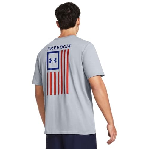 Under Armour Men's New Freedom Flag T-Shirt, (038) Steel Medium Heather/Red/Royal, X-Small
