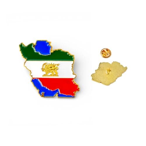 Persian Iran Lion and Sun Lapel Pin – Pahlavi Historic Enamel Pin – Gold Metal Persian Accessory (1)