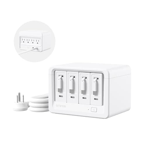 Gitryin 12-in-1 Desktop Charging Station with 4 Retractable Wall Chargers, 40W USB-C Power Strip with 4 AC, 4 USB C, 4 Type-C 33.5in Cables, Extension Cord with 1020J Surge Protection for Home Office
