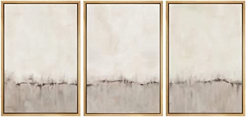 SIGNWIN Framed Canvas Print Wall Art Set Grunge Brown Gray Pastel Landscape Shapes Abstract Illustrations Modern Art Decorative Nordic Chic Calm for Living Room, Bedroom, Office - 24"x36"x3 Natural