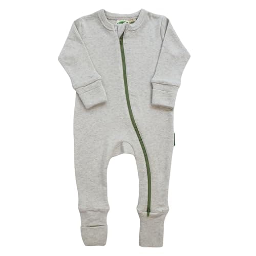 Parade Organic Snuggle Soft Melange '2-Way' Zipper Romper Light Grey Melange 6-12M with mitts