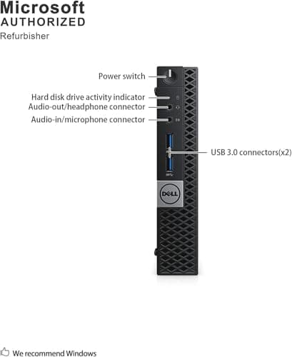 Dell Optiplex 7040 mini PC Desktop, Windows 11 Tiny Computer, Intel Core i5-6500T, 8GB RAM, 256GB SSD, RGB Keyboard, 4K Support (Renewed)