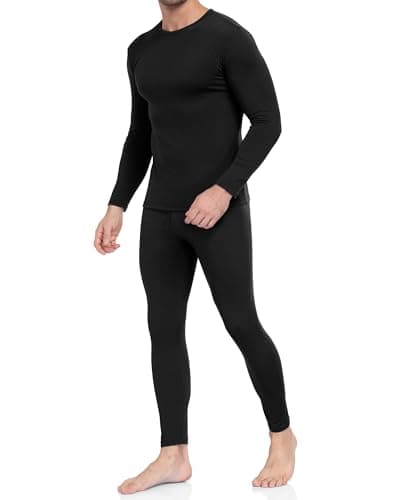Thermal Underwear for Men Long Johns Set Fleece Lined Winter Cold Weather-Black L
