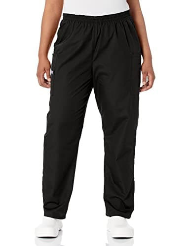 Cherokee Scrubs for Women Cargo Pant Natural Rise Tapered Pull-On Bottom with 4 Pockets, Fade Resistant Fabric - 4200, L, Black