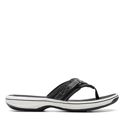 Clarks womens BREEZE SEA Flip Flops, Black, 8 US