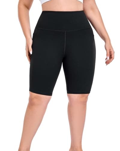 Plus Size Biker Shorts for Curvy Women with Pockets, Tummy Control Spandex Athletic Workout Bike Gym Yoga Running Shorts Black, High Waist Summer Clothes, Long Anti Chafing Under Dress Shorts xl
