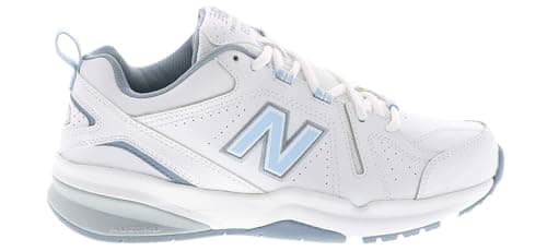 New Balance Women's 608 V5 Casual Comfort Cross Trainer, White/Light Blue, 9