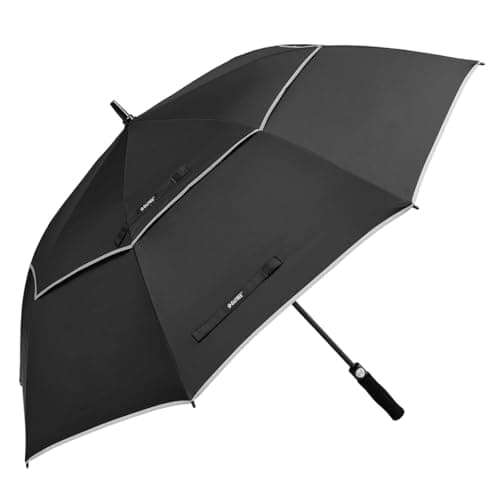 G4Free 68 Inch Automatic Open Golf Umbrella Extra Large Rain Umbrella Oversize Double Canopy Vented Windproof Waterproof Stick Umbrellas (Black)