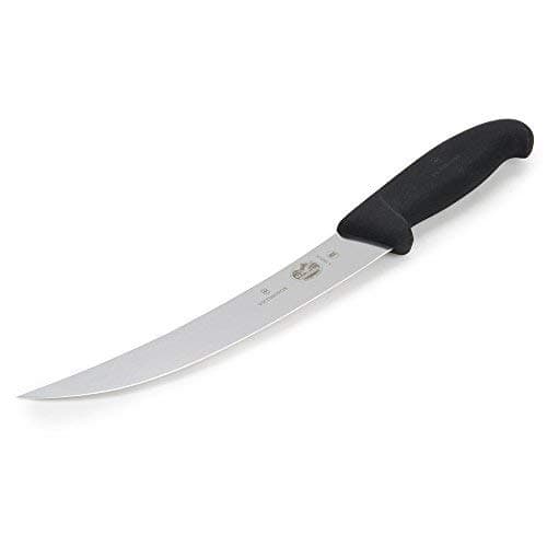 Victorinox Fibrox 8-Inch Curved Breaking Knife, Black - Swiss Made Butcher Knife, High Carbon Stainless Steel, Non-Slip Fibrox Pro Handle