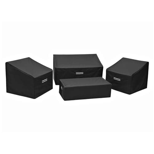Loriano Patio Furniture Covers, 4 Piece Outdoor Furniture Cover Waterproof, Patio Furniture Cover Set, Lawn Patio Set Covers Black