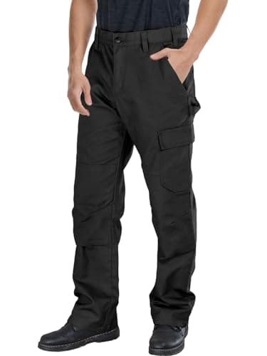 WORK IDEA Men's Double Knee Work Pants Heavy Duty Canvas Cargo Pants