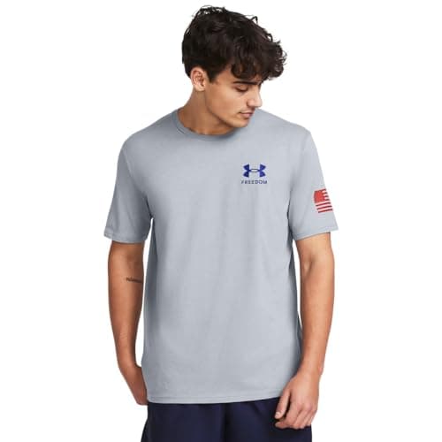 Under Armour Men's New Freedom Flag T-Shirt, (038) Steel Medium Heather/Red/Royal, X-Small