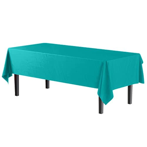 Exquisite Aqua Plastic Table Cloth Disposable 6 Pack - 54 x 108 Inch Rectangle Tablecloth for 6 Foot Tables - Waterproof Table Cover for Party Wedding Birthday Graduation BBQ Catering