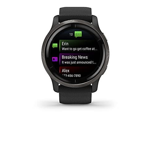 Garmin Venu 2, GPS Smartwatch with Advanced Health Monitoring and Fitness Features, Slate Bezel with Black Case and Silicone Band, (010-02430-01)