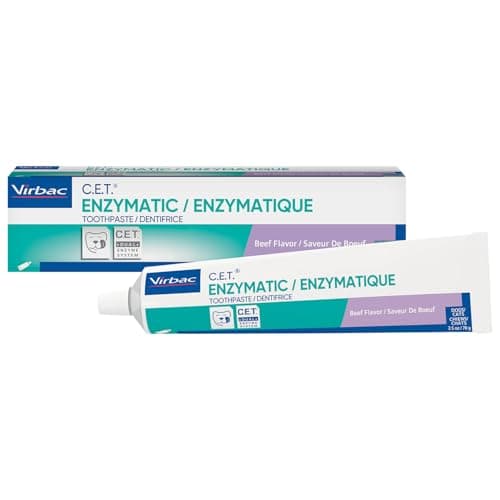 Virbac C.E.T.® Enzymatic Toothpaste| Tartar & Plaque Control for Fresh Breath | Pet Dental Care Toothpaste |Beef Flavor, 2.5 oz