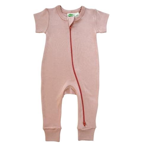 Parade Organic Essentials '2-Way' Zip Romper - Short Sleeve Dusty Pink 6-12 Months