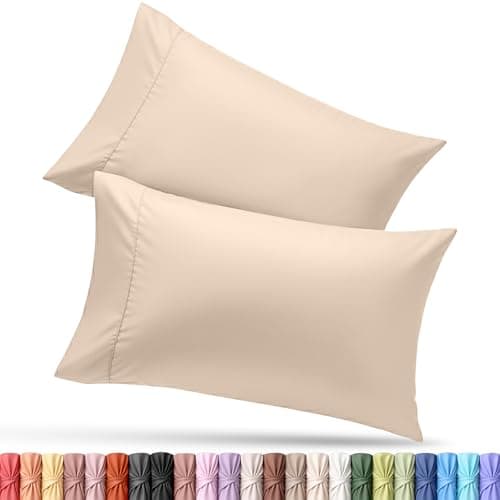 Utopia Bedding Standard Pillow Cases - 2 Pack - Envelope Closure - Soft Brushed Microfiber Fabric - Shrinkage and Fade Resistant Pillow Covers Standard Size 20 X 26 Inches (Standard, Beige)