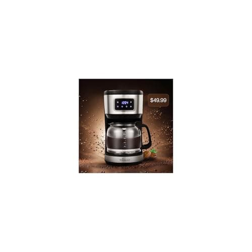 HousesAid 12 Cup Programmable Coffee Maker,Touchscreen Drip Coffee Maker-12 Cup Keep-Warm Function, Auto Shut-Off,Stainless Steel Construction,Permanent Filter,Ideal for Home and Office Use
