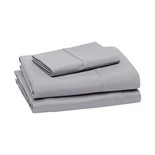 Amazon Basics Lightweight Super Soft, Breathable Easy Care Microfiber 3 Piece Bed Sheet Set with 14-Inch Deep Pockets, Twin, Dark Gray, Solid