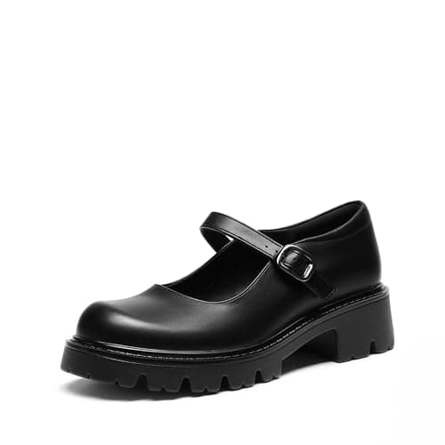 DREAM PAIRS Mary Jane Platform Pumps Shoes for Women,Black-Pu,9