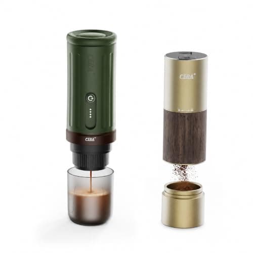 CERA+ Portable Espresso Maker & Grinder Bundle, Travel Coffee Set