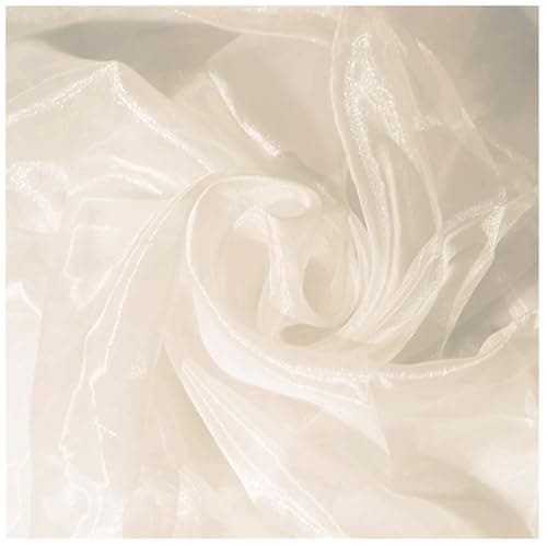 MDS® Pack of 5 Yard Sheer Organza Fabric for Wedding Party Home Event Banquet Decorations, Backdrop Curtain Craft Dress Sewing Fashion DIY Crystal Organza Tulle Fabric Bolt 44” Wide - Cream