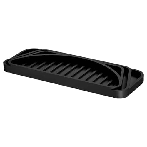 DimyFew Silicone Drip Tray Refrigerator Pad Countertop Protector Mat Insert Soft Silicone Fast Evaporation Grooves for kitchen home use, Black
